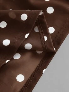 SHEIN MOD Polka Dot Pattern Women's Halter Neck Short Dress - Brown - View 9