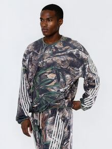 FORM&CHAOS Men's Autumn/Winter Tropical Plant Print Striped Sweatshirt - Multicolor - View 7