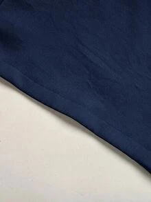 SHEIN Teen Girl Solid Color Drawstring Waist Casual Daily Long Pants - Navy Blue - View 6
