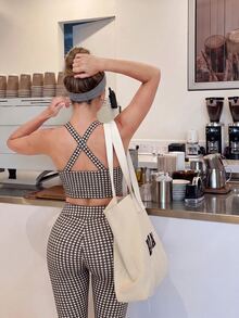 Sovereign Charm Women's Sexy Plaid Street Style Sports Tank Top For Yoga - Brown - View 2