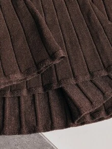Anewsta Gaun Sweater Lengan Panjang Bodycon Pas Badan dari Bahan Rajut Organza Cokelat untuk Wanita - Coffee Brown - View 8