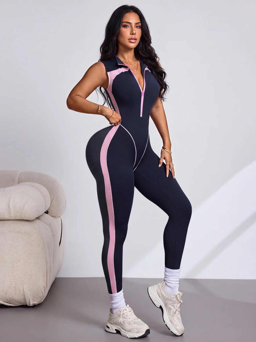 Slayform Women's Colorblock Casual Daily Travel Sports Jumpsuit - Multicolor - View 1