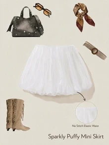 INAWLY Women's Solid Color Elastic Waist Casual Tulip Skirt - White - View 6