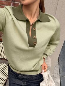 DAZY Women's Colorblock Pullover Sweater - Green - View 5