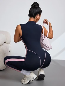 Slayform Women's Colorblock Casual Daily Travel Sports Jumpsuit - Multicolor - View 7