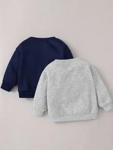 Maija Kids Maija Kids 女童少女 2件組冬季休閒毛茸茸領寬鬆長袖套頭運動衫，舒適百搭校園秋季上衣 - 彩色 - 查看 3