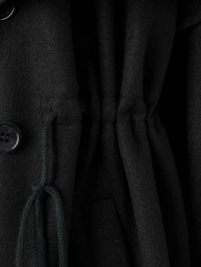 SHEIN Clasi جاكيت نسائي مقاس كبير بأكمام طويلة وياقة كيب وتصميم مطوي، خريف/شتاء - الأسود - مشاهدة 6