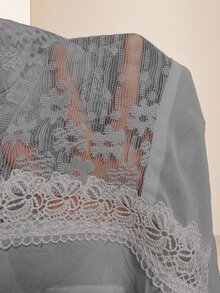 SHEIN 25 Summer New Lace Patchwork Lightweight Jacket For Women - Light Grey - View 5