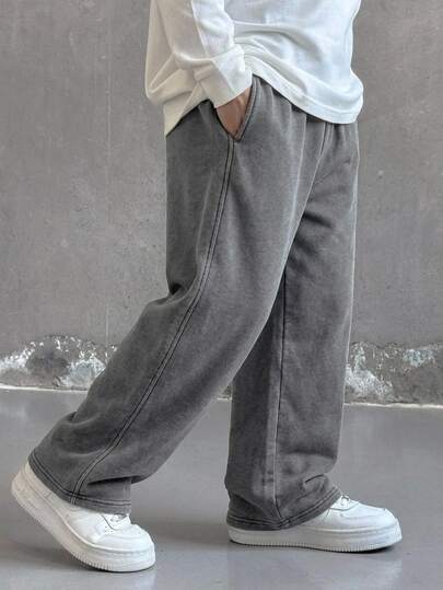 SHEIN Boys Clothes 1-Pack Young Boys Casual College Comfortable Fashionable Simple Street Loose Version Practical And Versatile Pleated Sweatpants
