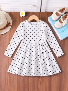 Gaun Pullover Elegan Kasual Leher Bulat dengan Belahan Samping Panjang Sedang untuk Anak Perempuan Remaja, Cocok untuk Sekolah dan Pakaian Kasual Sehari-hari. - Hitam dan Putih - View 3