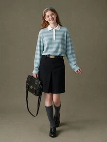 Elnivra Women's Striped Long Sleeve Polo Collar Casual T-Shirt - Multicolor - View 3