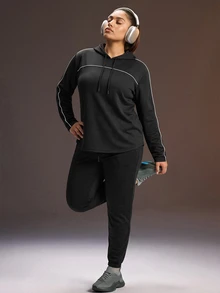 Powerista Women's Plus Size Loose Backless Sports Sweatshirt - Black - View 4