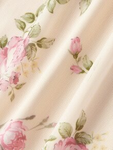 SHEIN MOD 大尺碼女款花卉印花甜心領喇叭袖優雅洋裝 - 彩色 - 查看 5