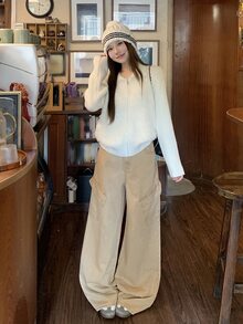 DAZY Women's Loose Wide Leg Denim Jeans - Khaki - View 5