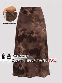SHEIN CURVE+ Women's Plus Size Skirt 22W, Autumn Plus Size Skirt - Multicolor - View 1