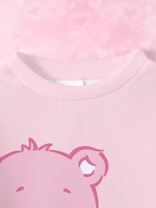 SHEIN X Care Bears Young Girls Sweatshirt Set With Bear Print Pattern, Casual Fashion Creative Personalized Fresh Cute - White - View 4