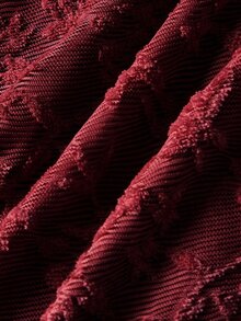 SHEIN MOD 女款前結喇叭袖上衣與提花肩帶洋裝優雅兩件套 - 酒紅色 - 查看 8