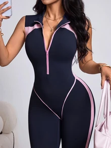 Slayform Women's Colorblock Casual Daily Travel Sports Jumpsuit - Multicolor - View 6