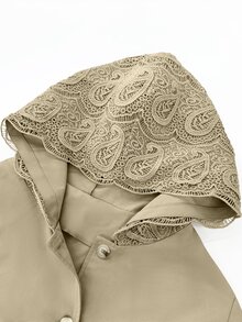 EMERY ROSE Jaket Wanita Kasual Ukuran Besar dengan Detail Renda Kontras Premium yang Serbaguna - Aprikot - View 4