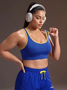 Powerista Women's Plus Size Front Closure High Impact Sports Bra - Biru - View 5