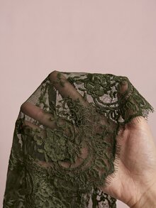 Freevana 女款蕾絲貝殼鈕扣透視襯衫，大尺碼寬鬆優雅休閒日常街頭外出通勤度假春夏女裝大尺碼襯衫 - 軍綠色 - 查看 5