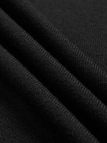 GlowEve CURVE Plus Size Knit Solid Color Cardigan With Front Button Closure, Striped Slim Fit Camisole With Drawstring Decor, Elegant Casual Commute Daily Outing Long Pants - Black - View 5