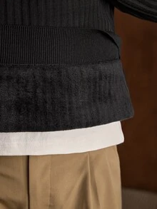 Manfinity CityGents Men's Autumn/Winter High Neck Knit Pullover Sweater - Black - View 7