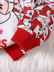 SHEIN Boys' Red Santa Claus Christmas Sweatshirt, Suitable For Streetwear, Street Style, Parent-Child Matching - Red - View 3