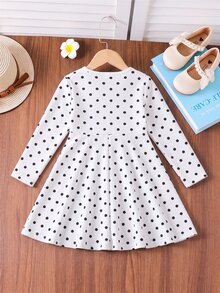 Gaun Pullover Elegan Kasual Leher Bulat dengan Belahan Samping Panjang Sedang untuk Anak Perempuan Remaja, Cocok untuk Sekolah dan Pakaian Kasual Sehari-hari. - Hitam dan Putih - View 2