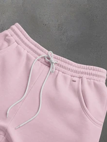 STYNVO Men's Elastic Waist Pockets Solid Color Drawstring Sweatpants - Pink - View 3