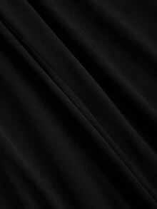 SHEIN PETITE جمبسوت نسائي بلون موحد كاجوال للارتداء اليومي برقبة هالتر - الأسود - مشاهدة 7