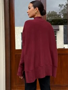 MaterniWear Sweater Hamil Lengan Panjang Minimalis Serbaguna Warna Polos - Burgundy - View 2