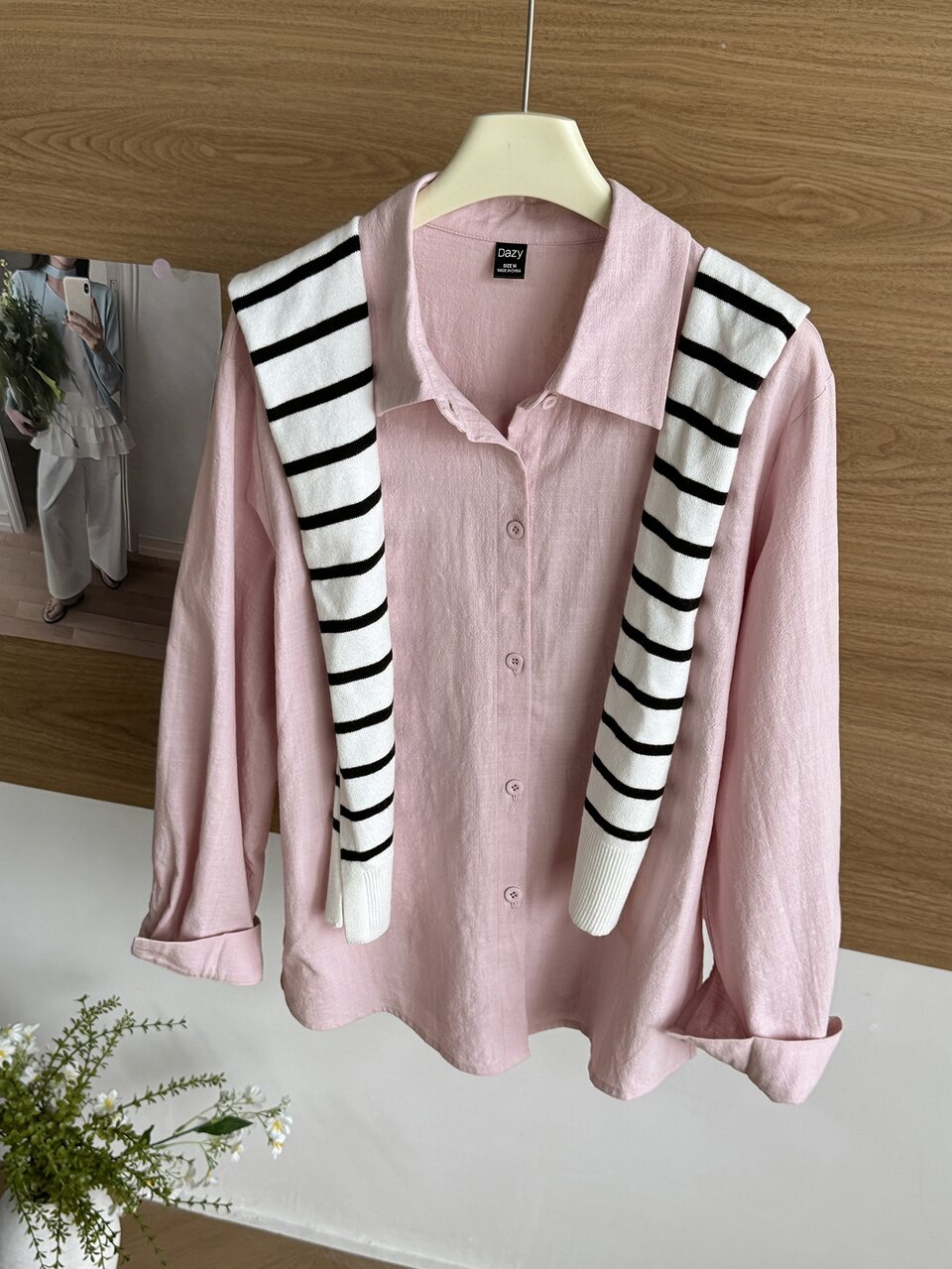 Tween Girl Solid Color Collared Casual Loose Fit Shirt