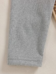 SHEIN 2件組女嬰公主風粉灰波點網紗荷葉邊蝴蝶結長袖圓領休閒連身褲外套套裝，秋季度假款，羅紋設計 - 粉色 - 查看 10