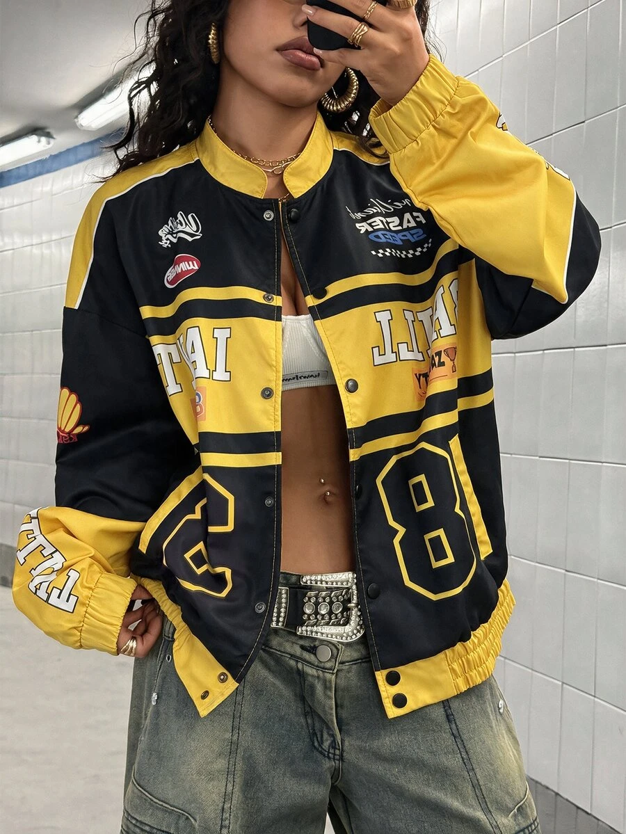 StreetHx Fashionable Women's Motorcycle Element Jacket - Yellow - View 1