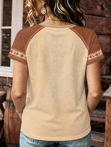 LanaWest CURVE Western Style Wild Horse & Lady Graphic Print Letter Slogan Plus Size T-Shirt - Multicolor - View 2