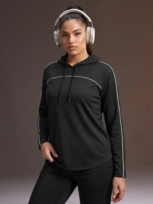 Powerista Women's Plus Size Loose Backless Sports Sweatshirt - Black - View 1