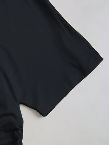 Sweetra 春夏新款女款設計師高街時尚性感不對稱肩修身顯瘦運動風百搭舒適街頭風T恤 - 灰色 - 查看 5