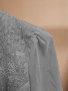 SHEIN 25 Summer New Lace Patchwork Lightweight Jacket For Women - Light Grey - View 3
