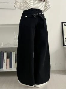 DAZY Women's Washed Heavy-Duty Korean Style Loose Fit Jeans - Black - View 5