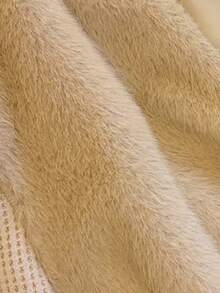 FRIFUL Women's Solid Color Long Sleeve Patchwork Fur Trim Zipper Front Jacket - White - View 9