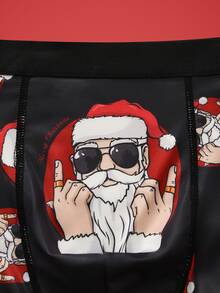 Notgurli Hip-Hop Style Santa Claus Print Men's Underwear, Personalized Fun Christmas Theme Mid-Waist Comfortable Boxer Briefs - Multicolor - View 3