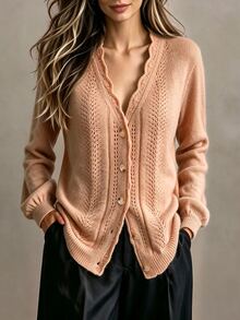 Holdful Holdful Women's Solid Color Casual Daily Cardigan - Brown - View 1