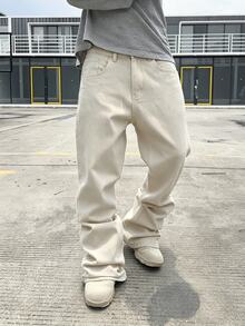 RivetRise Men's Casual Versatile Straight Leg Flare Denim Jeans With Pockets - Apricot - View 5