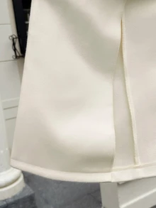 MaterniWear Maternity V-Neck Casual Elegant Loose Fit Jacket, Spring Fall Going Out Morning Homewear All White - White - View 7