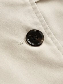 SHEIN Girlism 青少年女孩秋季寬鬆休閒優雅短版米色冬季外套，雙排扣收腰設計，長袖，夾克，秋季穿搭，極簡風 - 杏色 - 查看 7