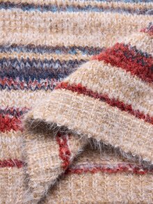 SoleilVie Women's Striped Casual Daily Long Sleeve Sweater - Brown - View 7