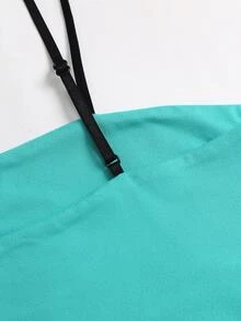 Sweetra Casual Versatile Daily Wear Adjustable Contrast Color Strap Slim Fit Minimalist Sexy Sexy Style Cropped Tank Top For Women - Green - View 3