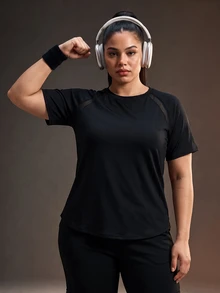 Powerista Women's Plus Size Sports T-Shirt And Tank Top - Black - View 5