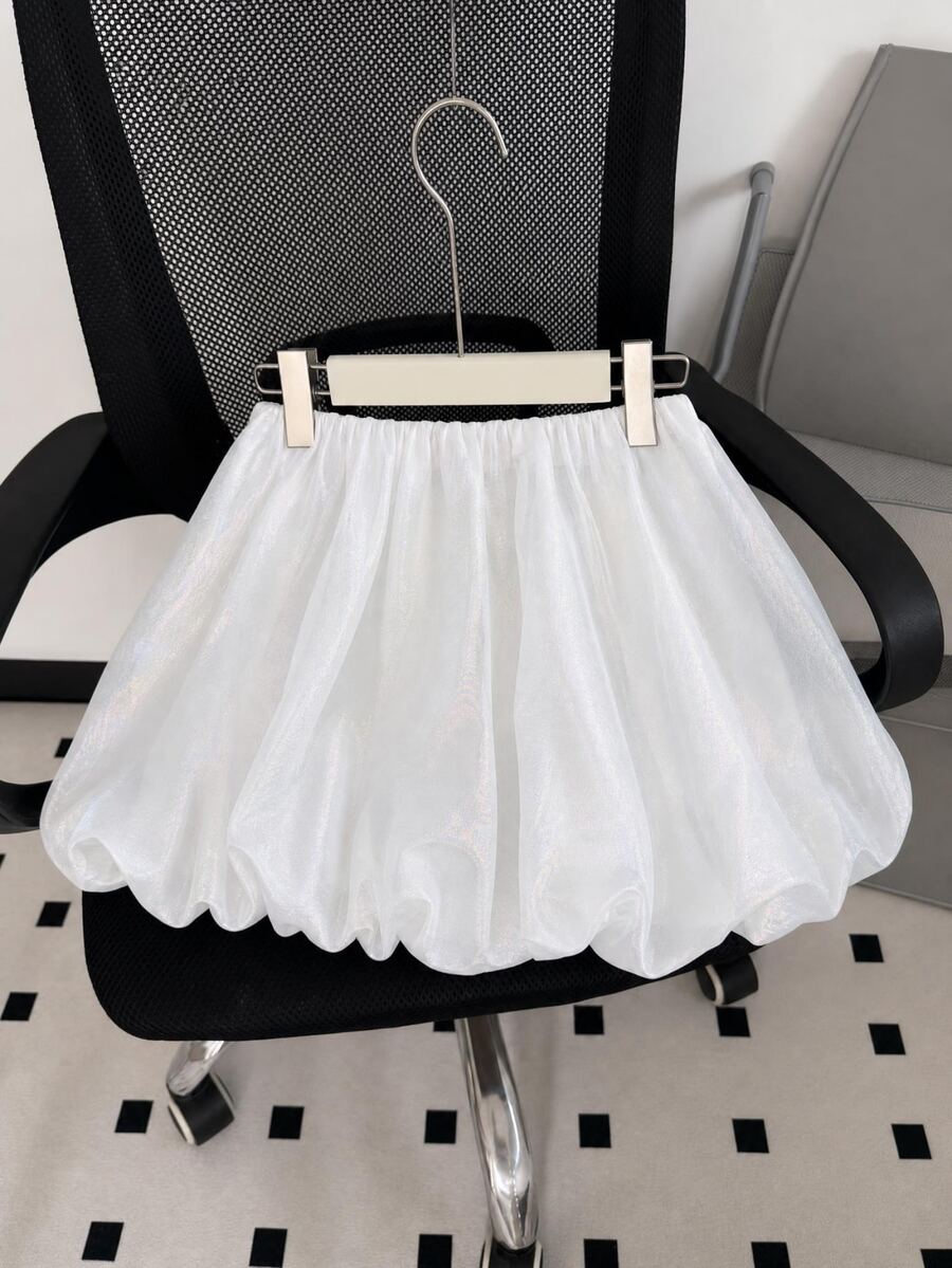 INAWLY Women's Solid Color Elastic Waist Casual Tulip Skirt - White - View 1